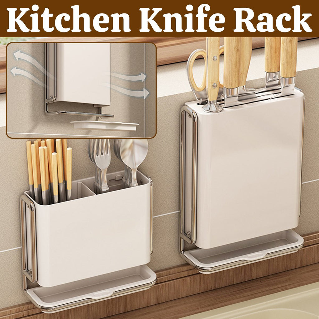 Pearl White Kitchen Knife Storage Rack Set | StorageOZ