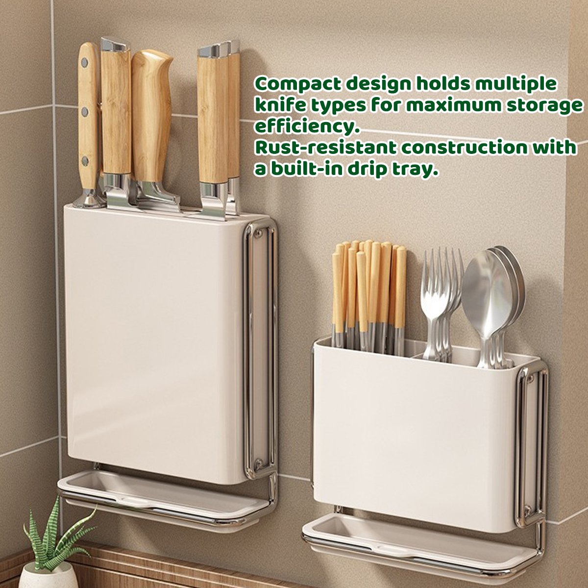 Pearl White Kitchen Knife Storage Rack Set | StorageOZ