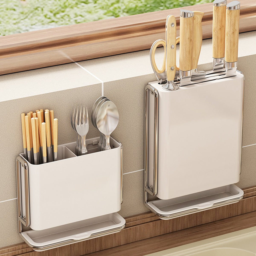 Pearl White Kitchen Knife Storage Rack Set | StorageOZ