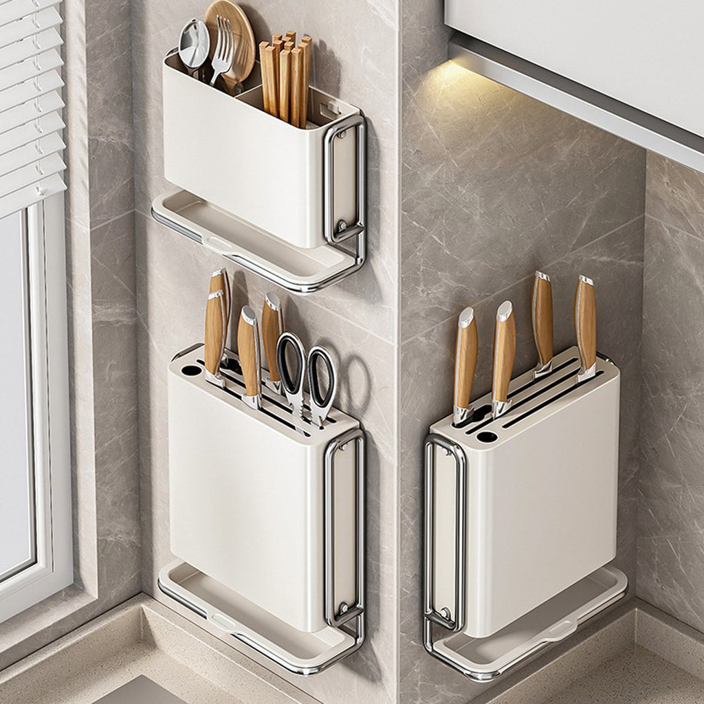 Pearl White Kitchen Knife Storage Rack Set | StorageOZ