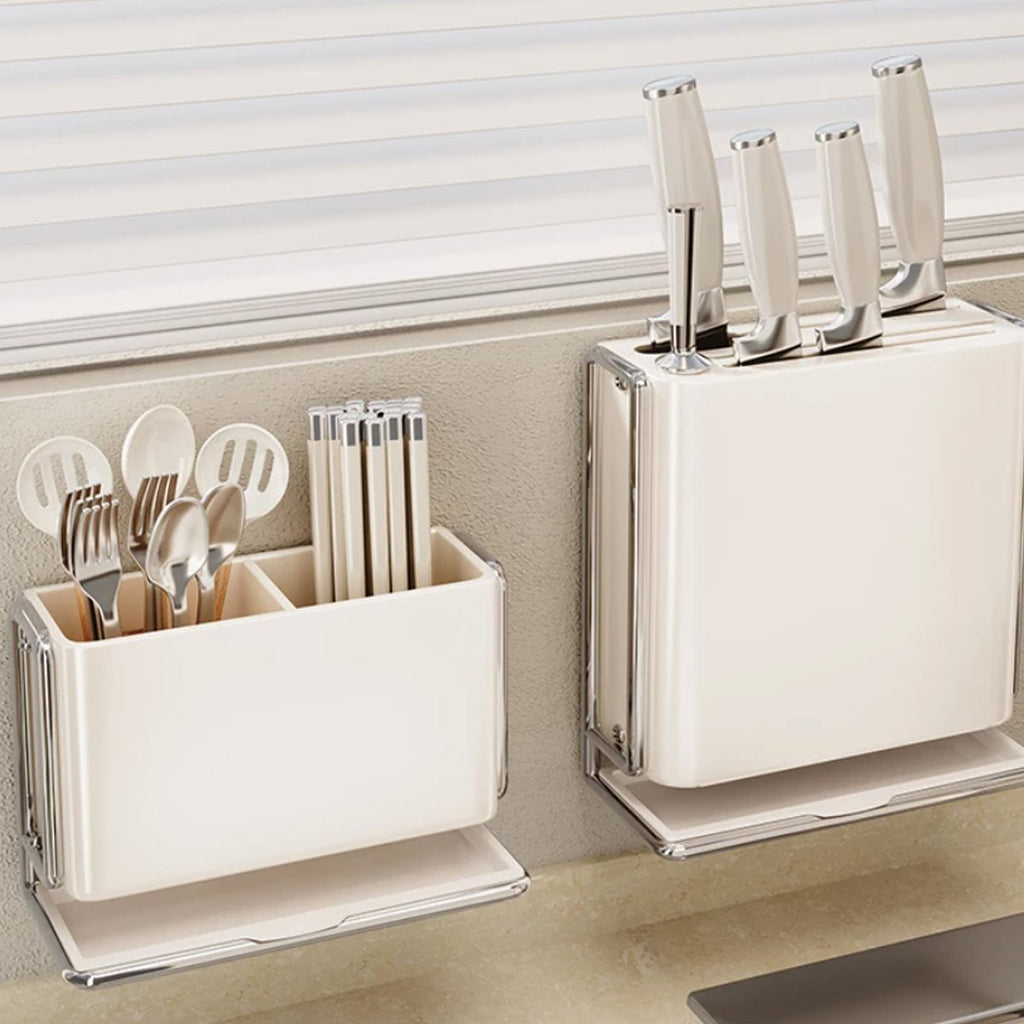 Pearl White Kitchen Knife Storage Rack Set | StorageOZ