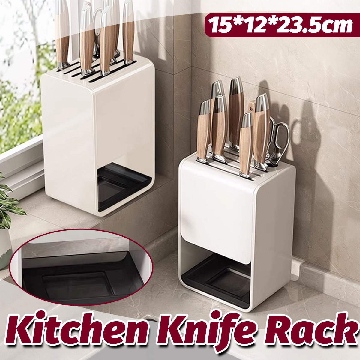 White Kitchen Knife Storage Rack Organiser | StorageOZ