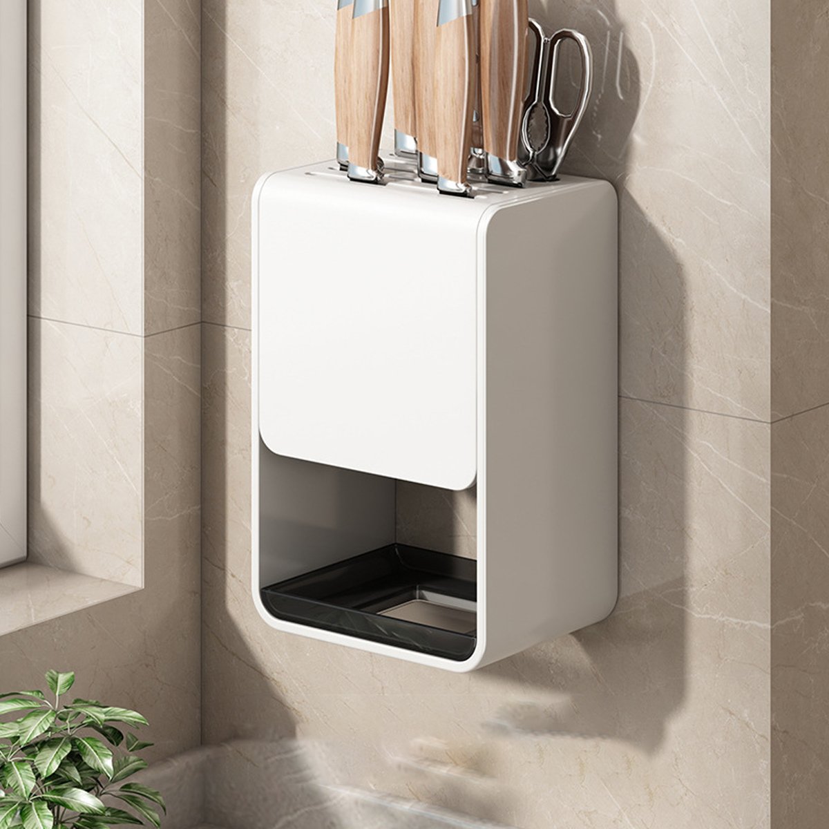 White Kitchen Knife Storage Rack Organiser | StorageOZ