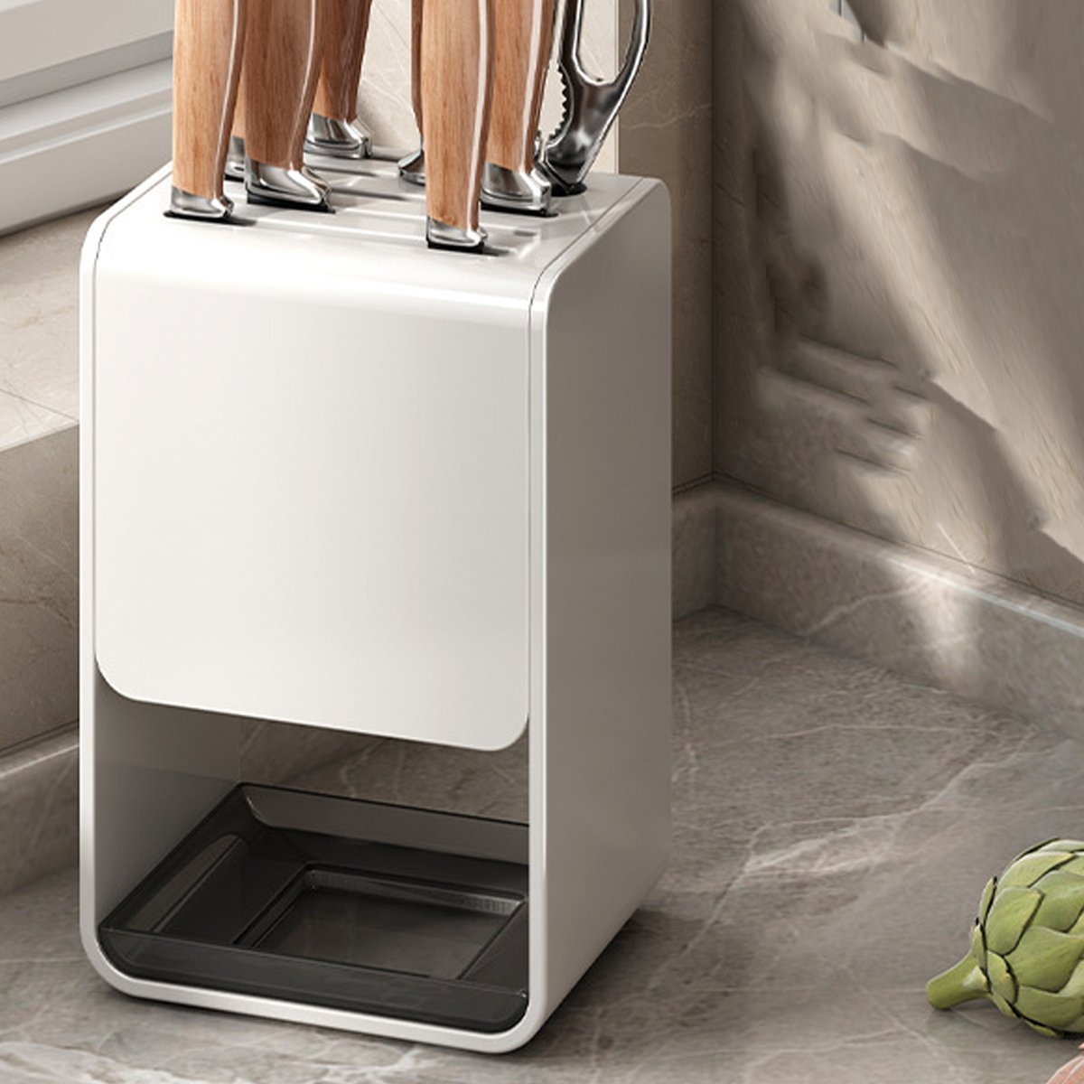 White Kitchen Knife Storage Rack Organiser | StorageOZ