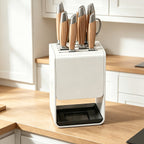 White Kitchen Knife Storage Rack Organiser | StorageOZ