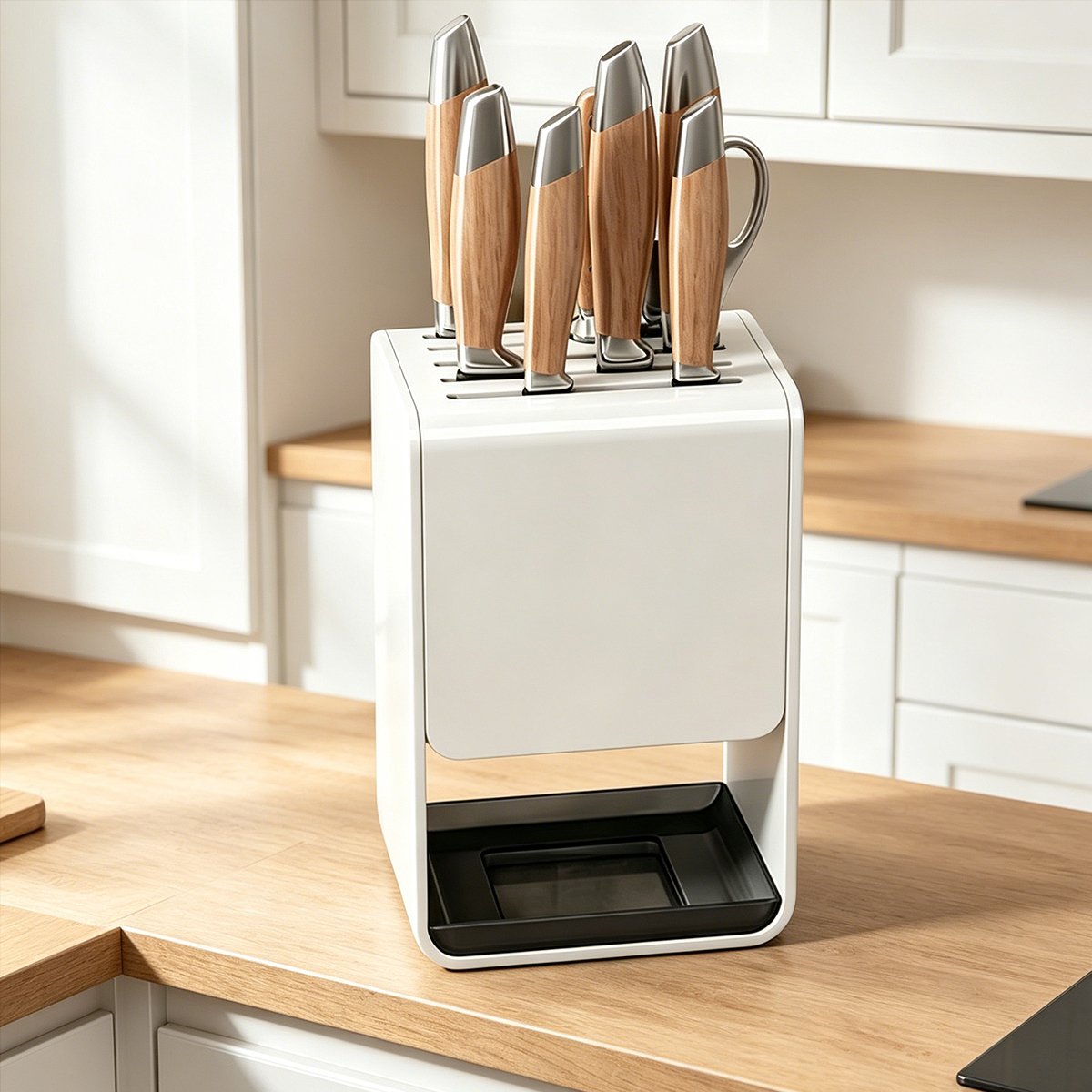 White Kitchen Knife Storage Rack Organiser | StorageOZ