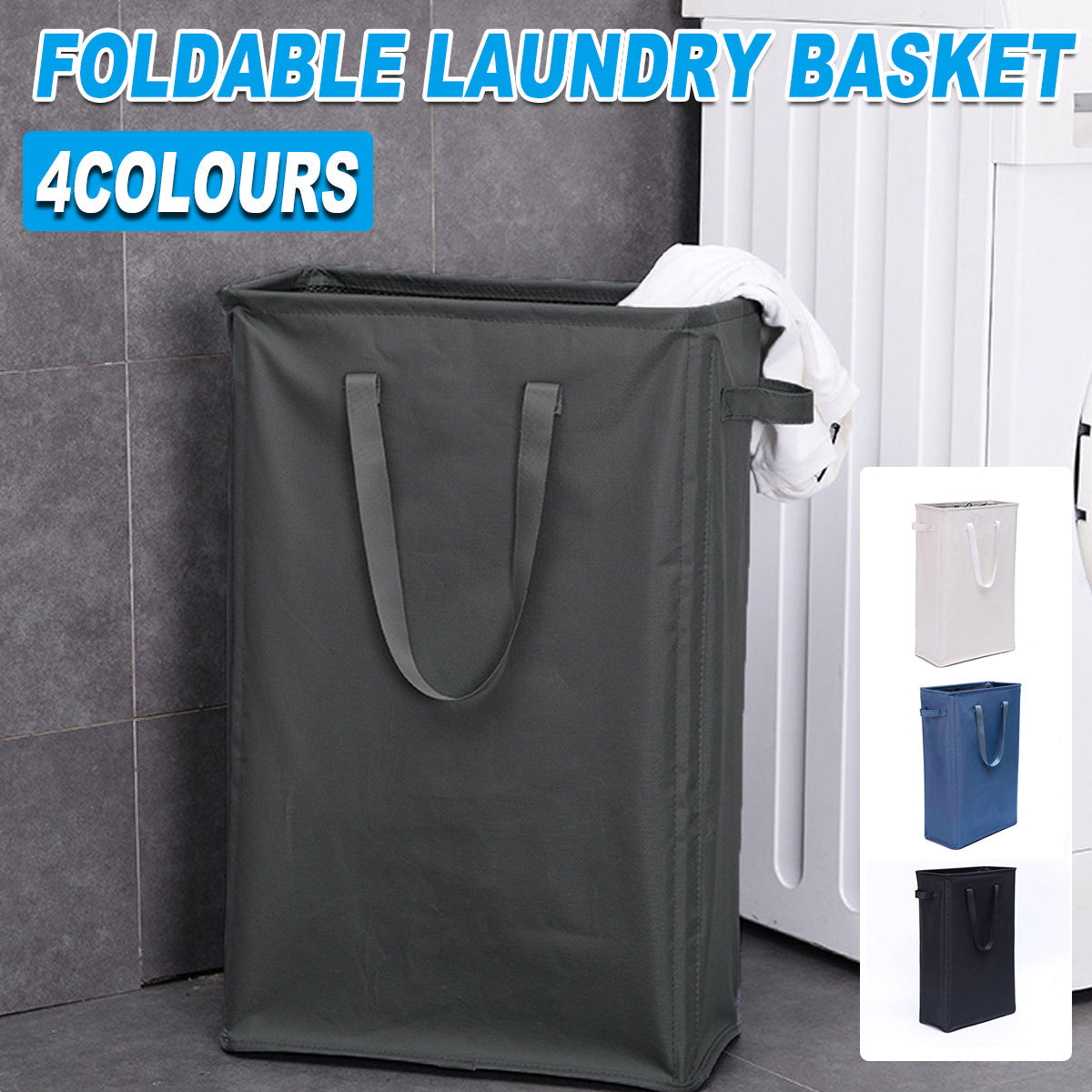 Slim Foldable Oxford Laundry Basket Four Colours | StorageOZ