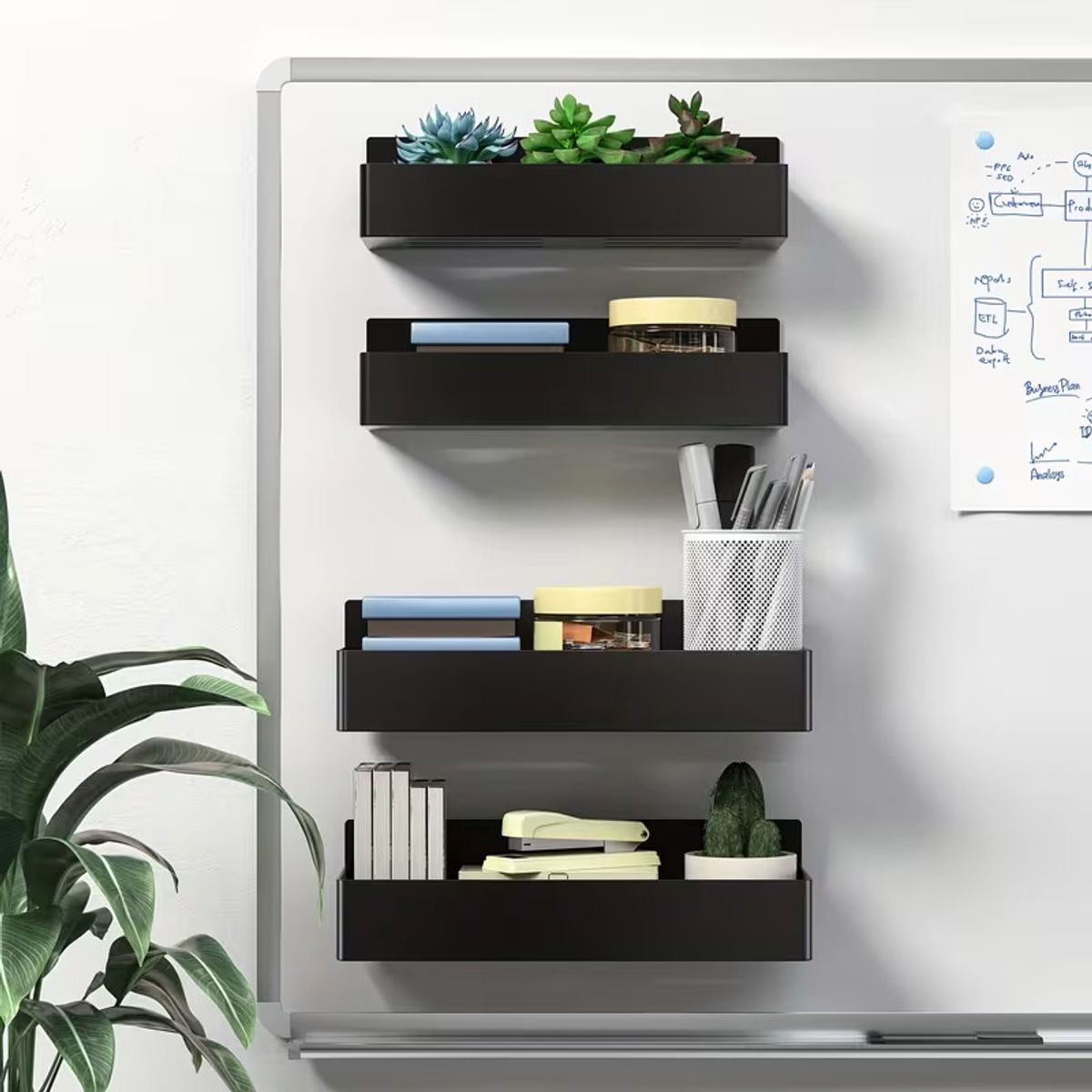 4 Pcs Magnetic Wall Storage Racks Organiser | StorageOZ
