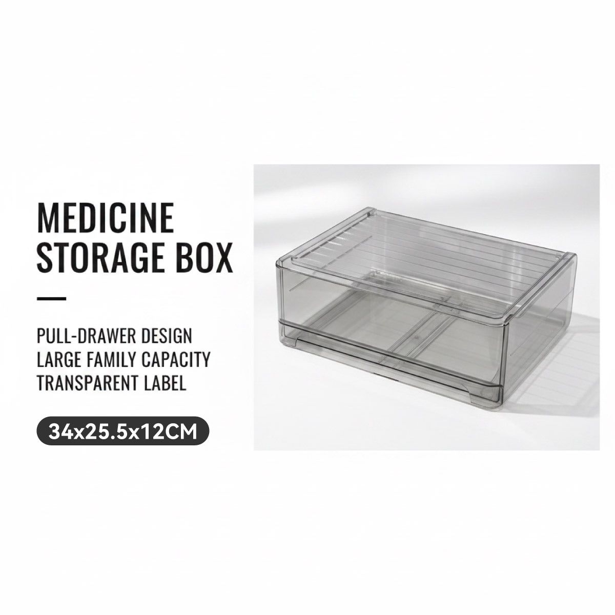 Grey Medicine Storage Box Home Organiser | StorageOZ