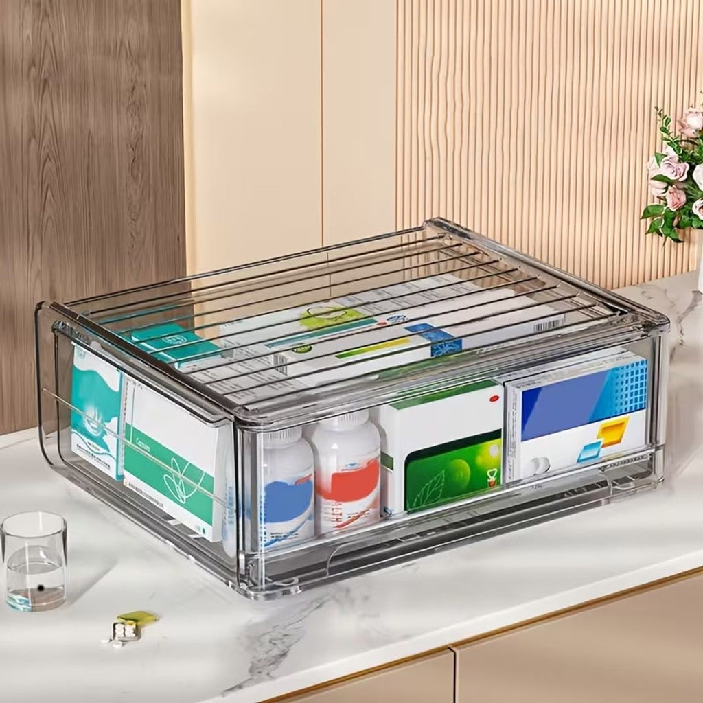 Grey Medicine Storage Box Home Organiser | StorageOZ
