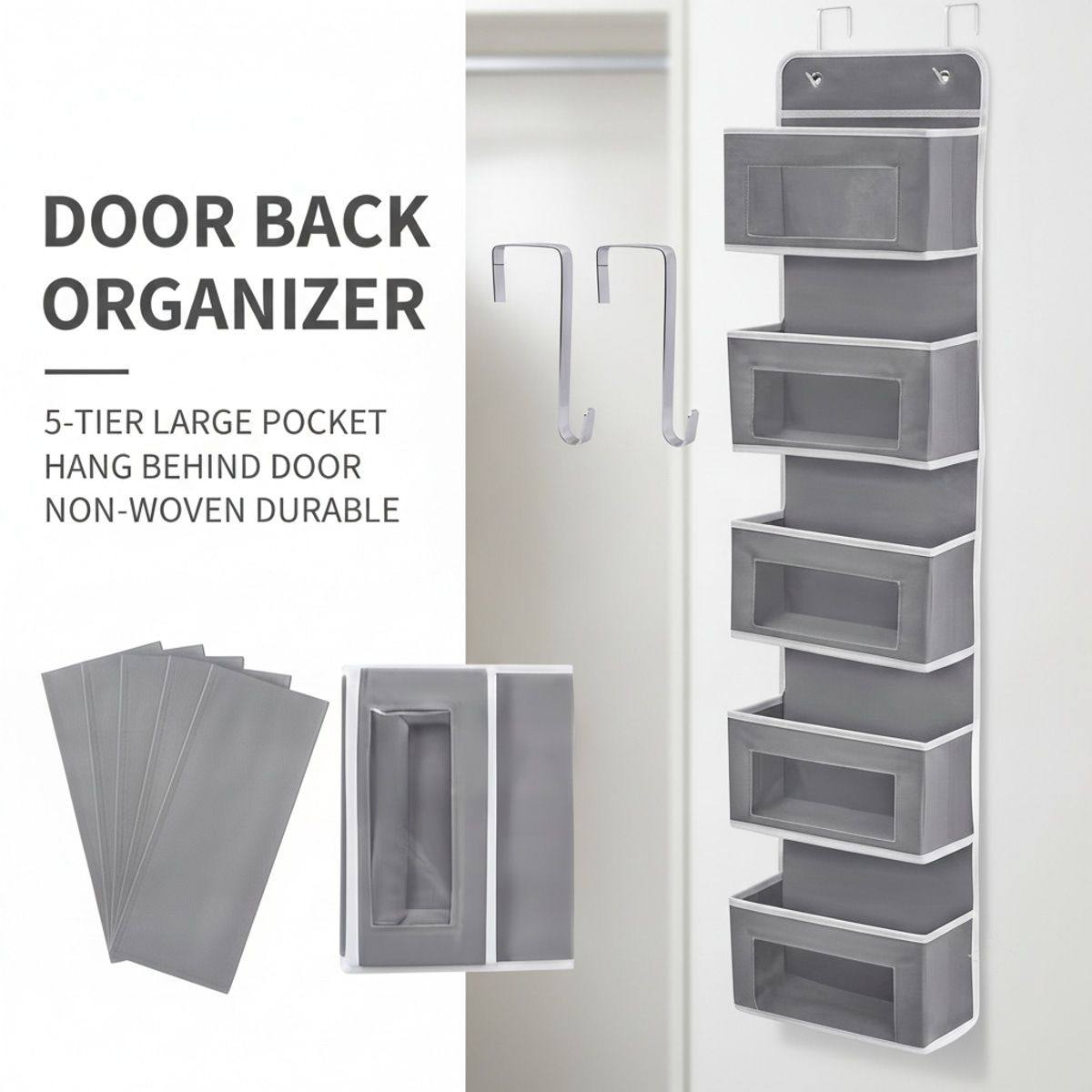 Dark Grey 5 Tier Closet Storage Organiser | StorageOZ