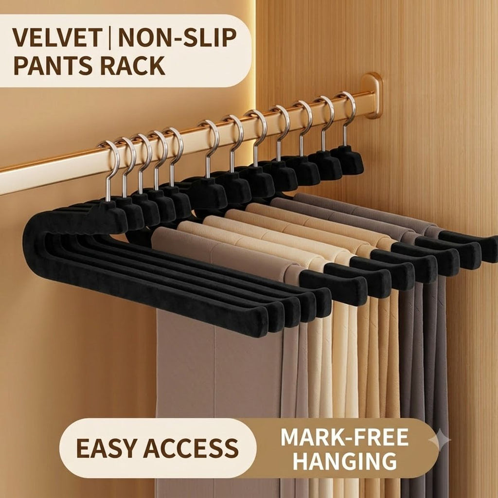 10 Pcs Black Pants Hanger Storage Organiser | StorageOZ