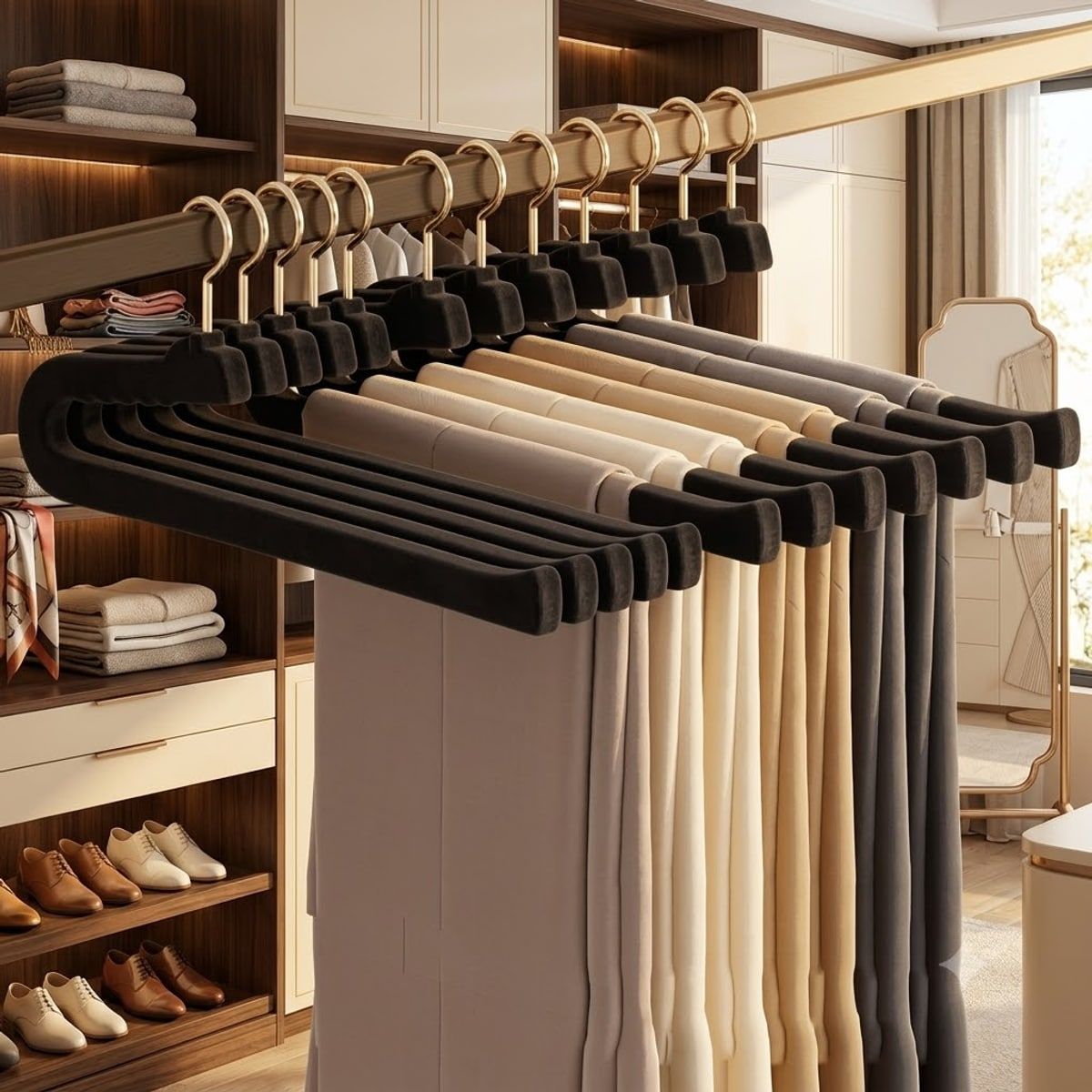 10 Pcs Black Pants Hanger Storage Organiser | StorageOZ
