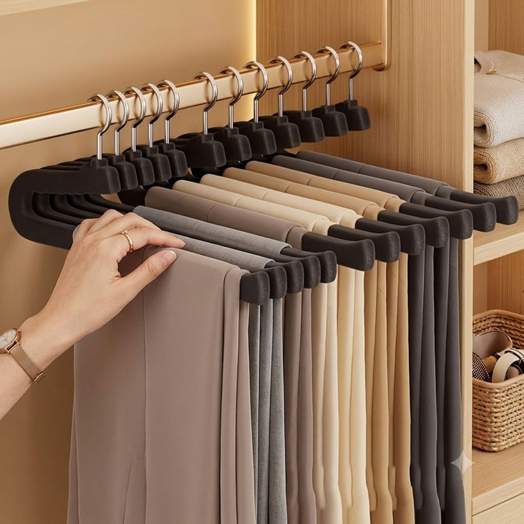 10 Pcs Black Pants Hanger Storage Organiser | StorageOZ