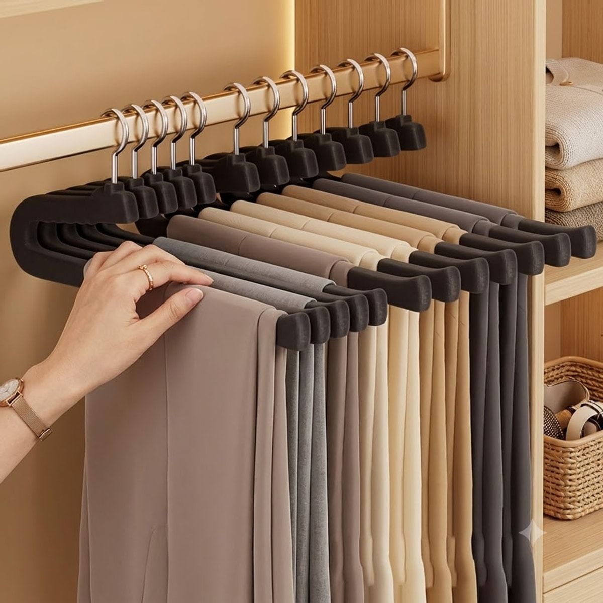 10 Pcs Black Pants Hanger Storage Organiser | StorageOZ
