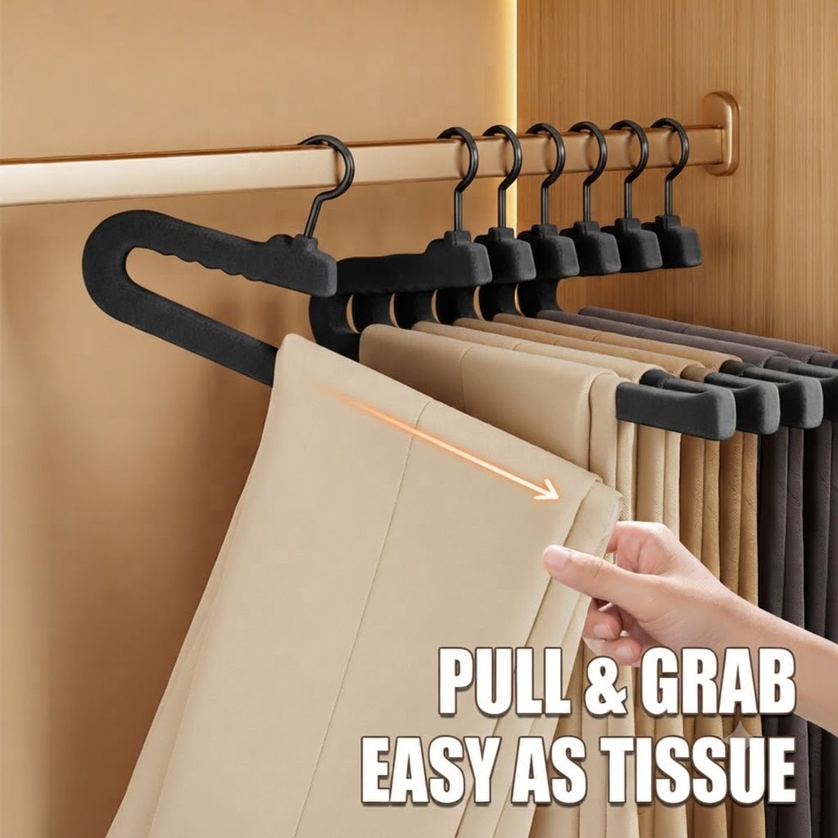 10 Pcs Black Pants Hanger Storage Organiser | StorageOZ
