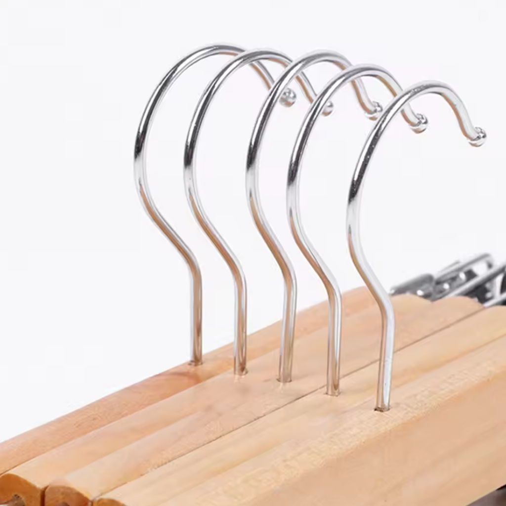 10 Pcs Wooden Clip Pants Hangers Two Finishes | StorageOZ