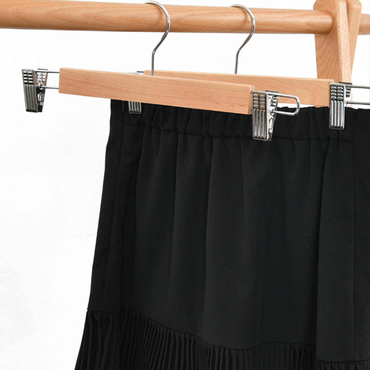 10 Pcs Wooden Clip Pants Hangers Two Finishes | StorageOZ