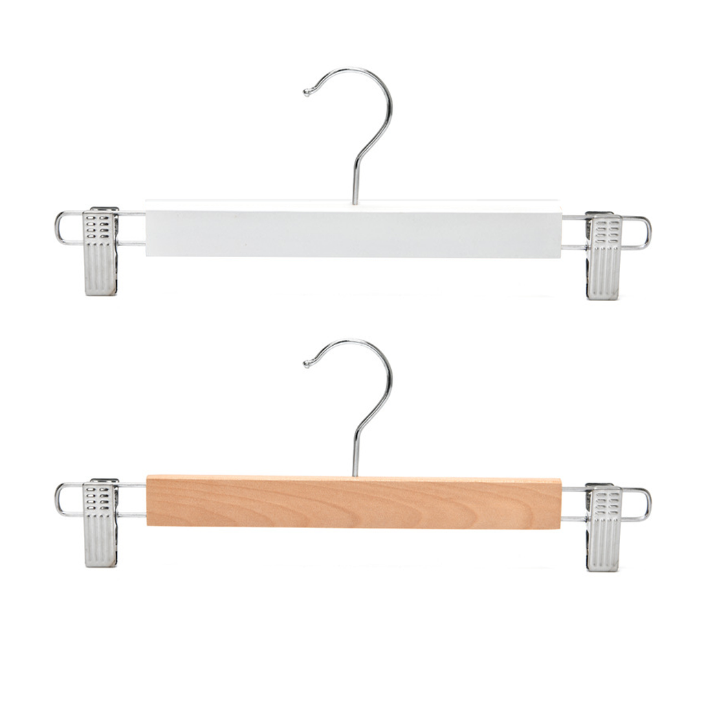 10 Pcs Wooden Clip Pants Hangers Two Finishes | StorageOZ
