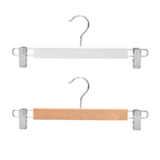 10 Pcs Wooden Clip Pants Hangers Two Finishes | StorageOZ