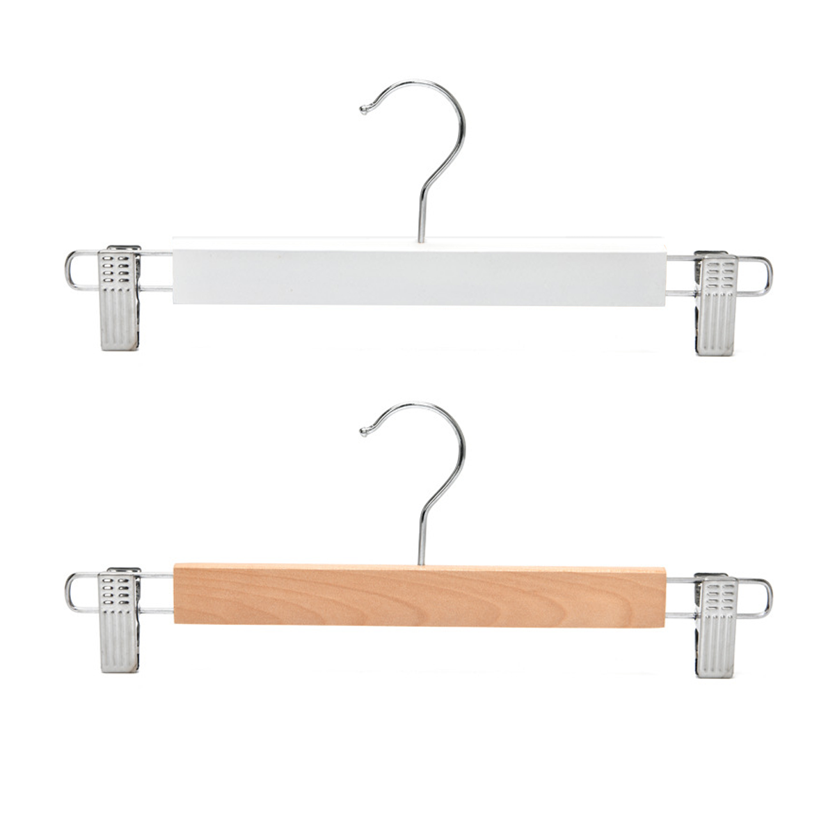 10 Pcs Wooden Clip Pants Hangers Two Finishes | StorageOZ
