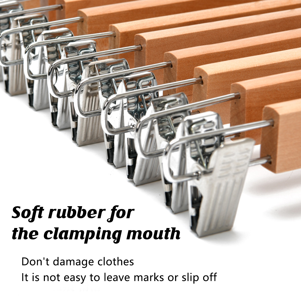 10 Pcs Wooden Clip Pants Hangers Two Finishes | StorageOZ