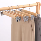 10 Pcs Wooden Clip Pants Hangers Two Finishes | StorageOZ