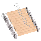 10 Pcs Wooden Clip Pants Hangers Two Finishes | StorageOZ