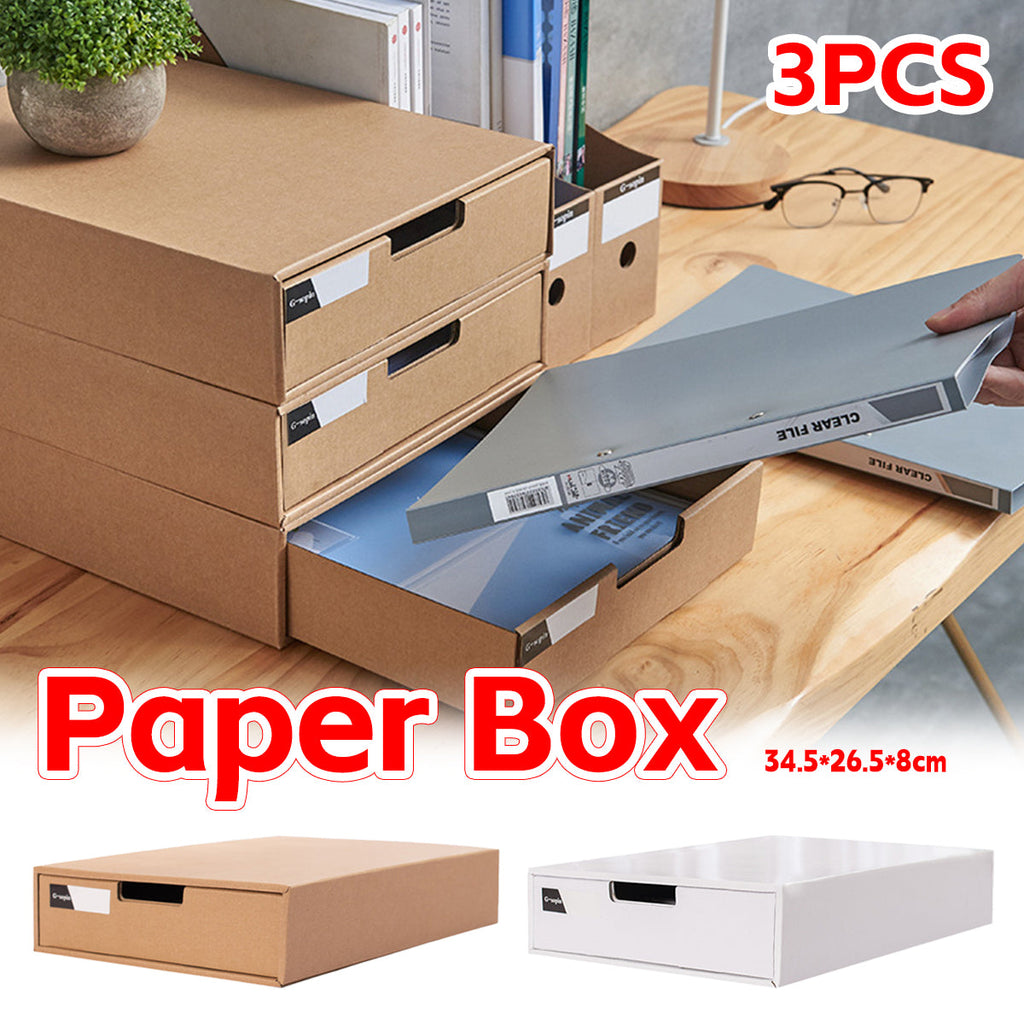 3 Pcs Paper Drawer Boxes Two Colours Set | StorageOZ