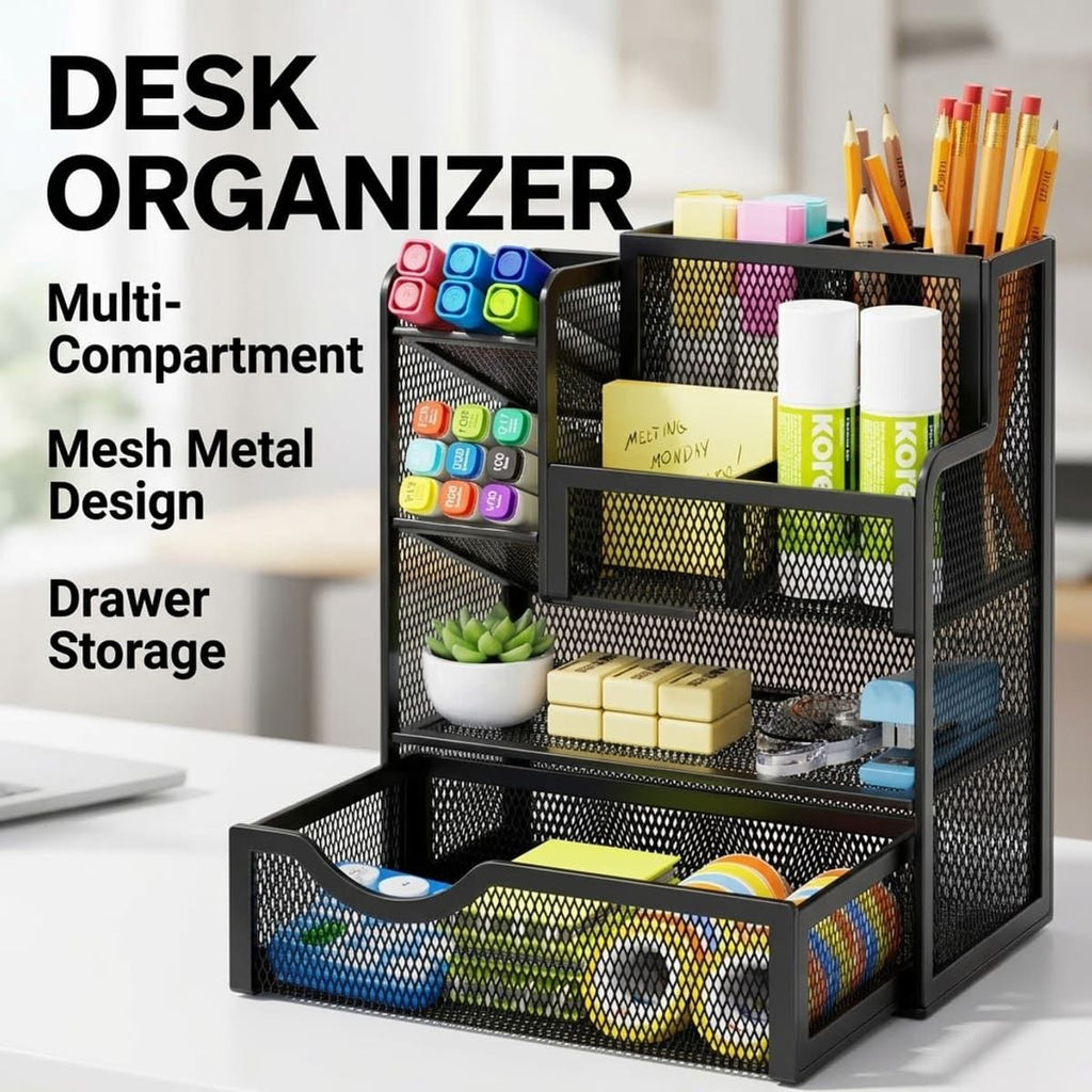 Black Desk Pen Holder Storage Cup Organiser | StorageOZ