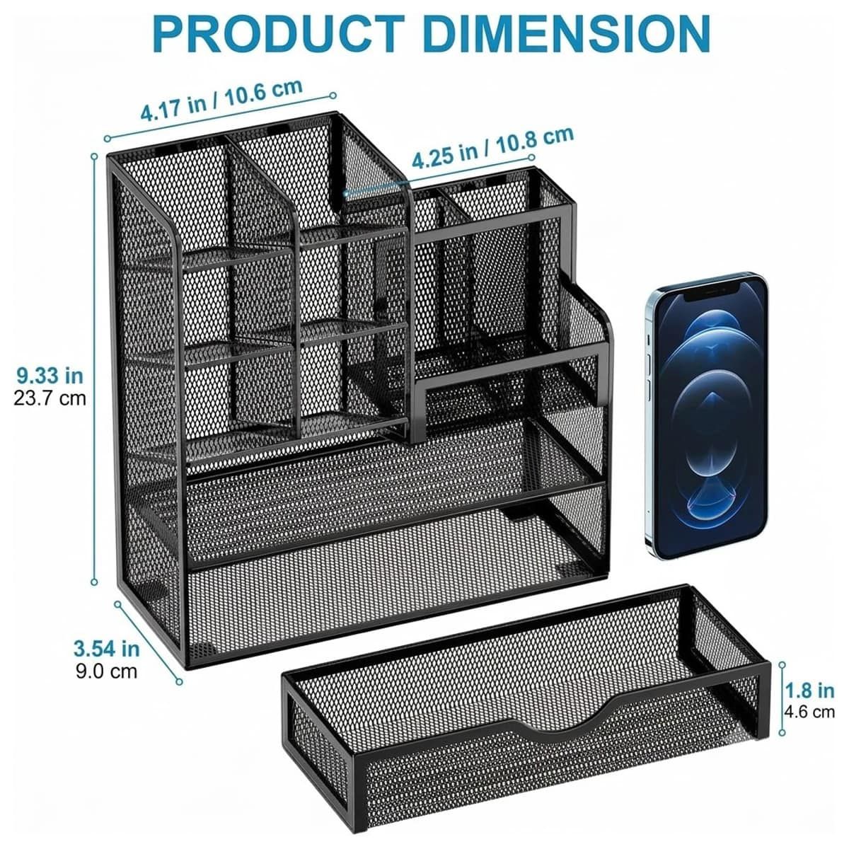 Black Desk Pen Holder Storage Cup Organiser | StorageOZ