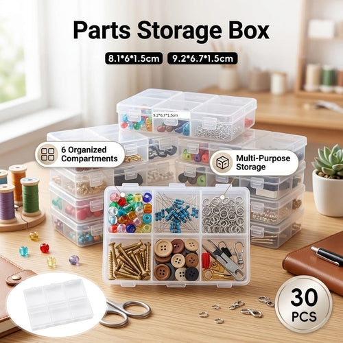 30 Pcs 6 Cell Parts Boxes Two Sizes Rack | StorageOZ