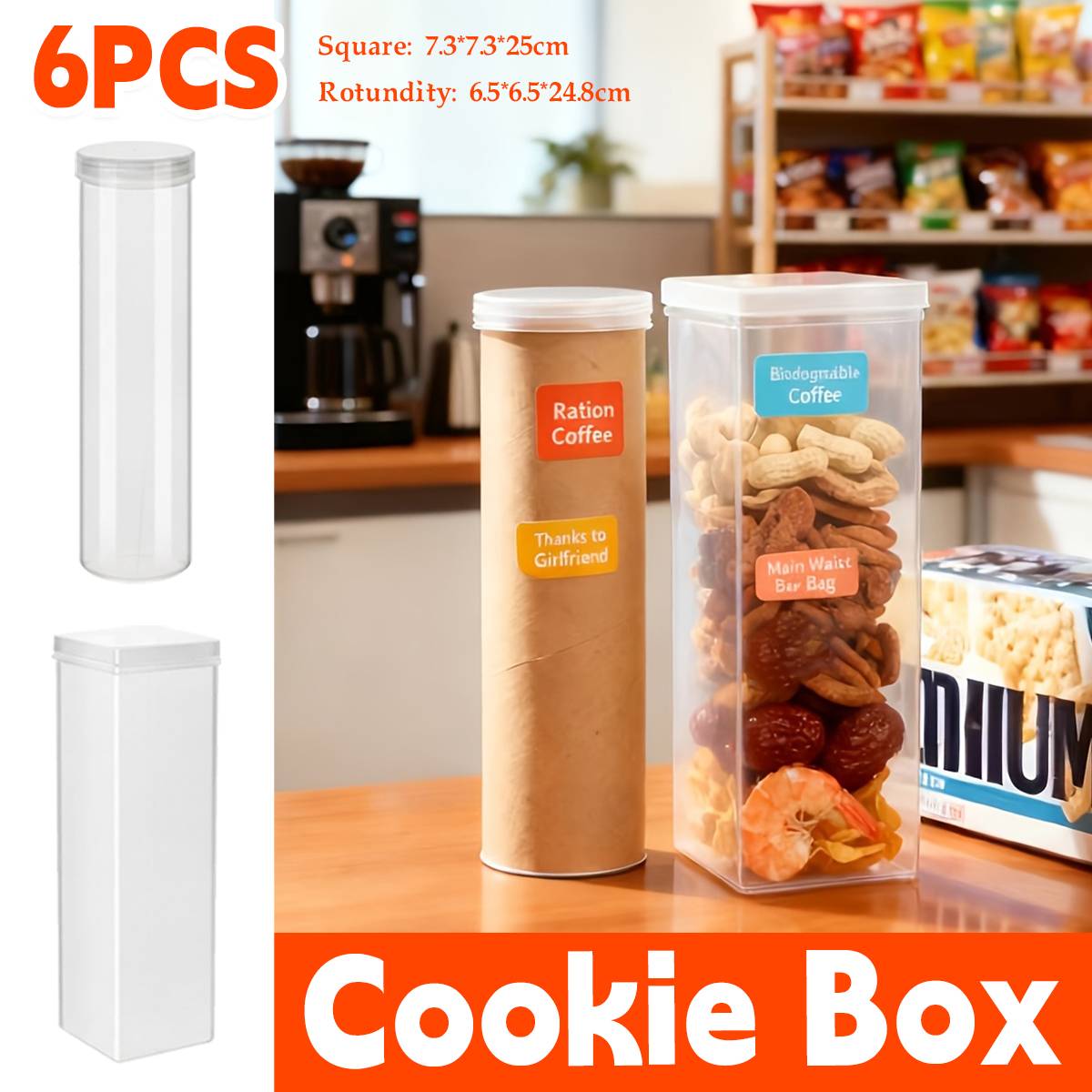 6 Pcs Airtight Jars Round or Square Rack | StorageOZ