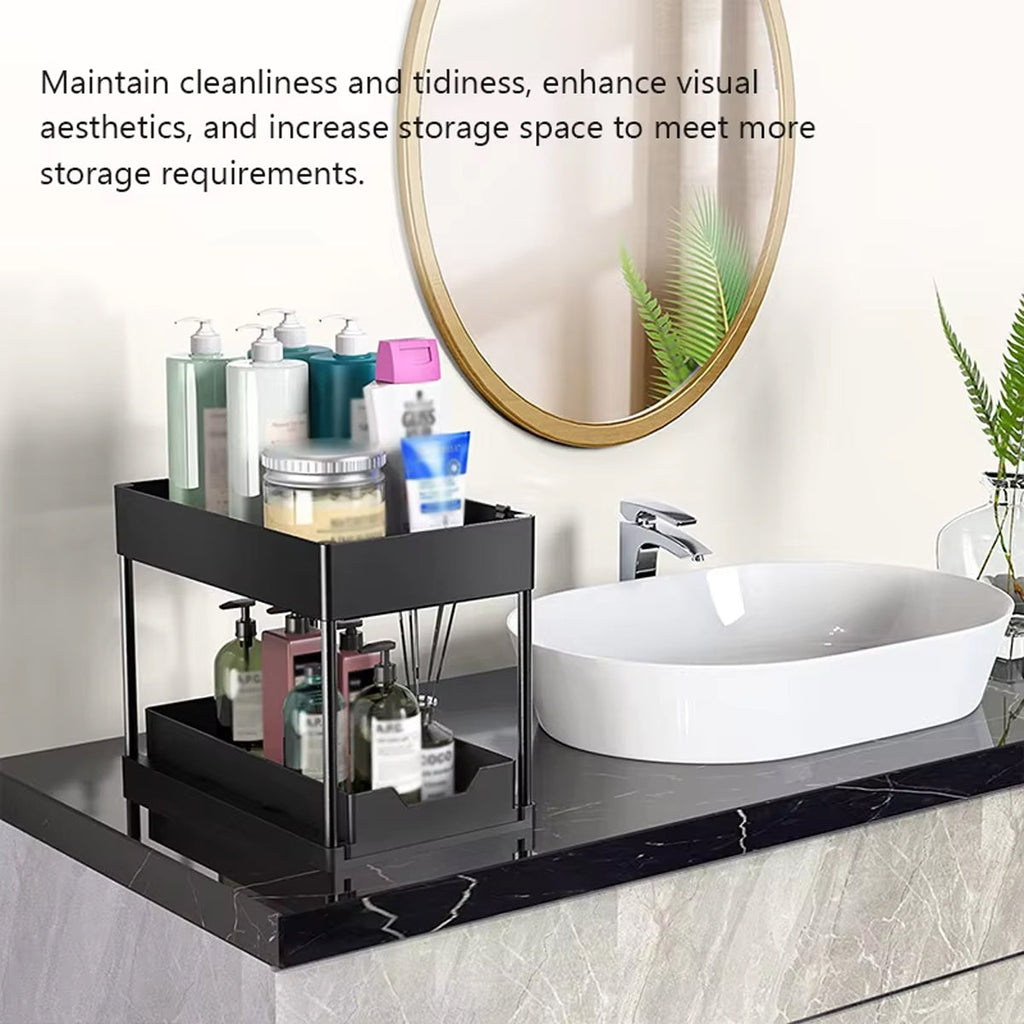 2 Tier Under Sink Pull Out Rack Two Colours | StorageOZ