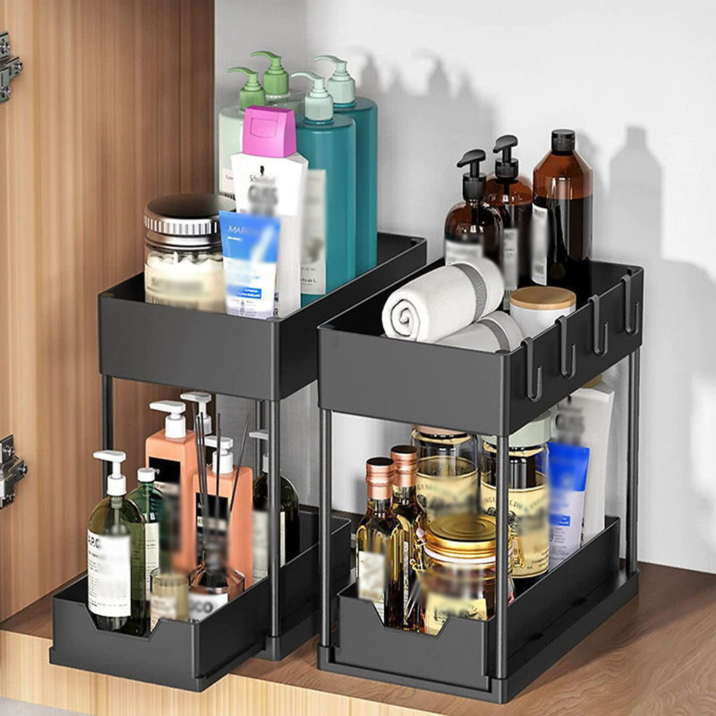 2 Tier Under Sink Pull Out Rack Two Colours | StorageOZ