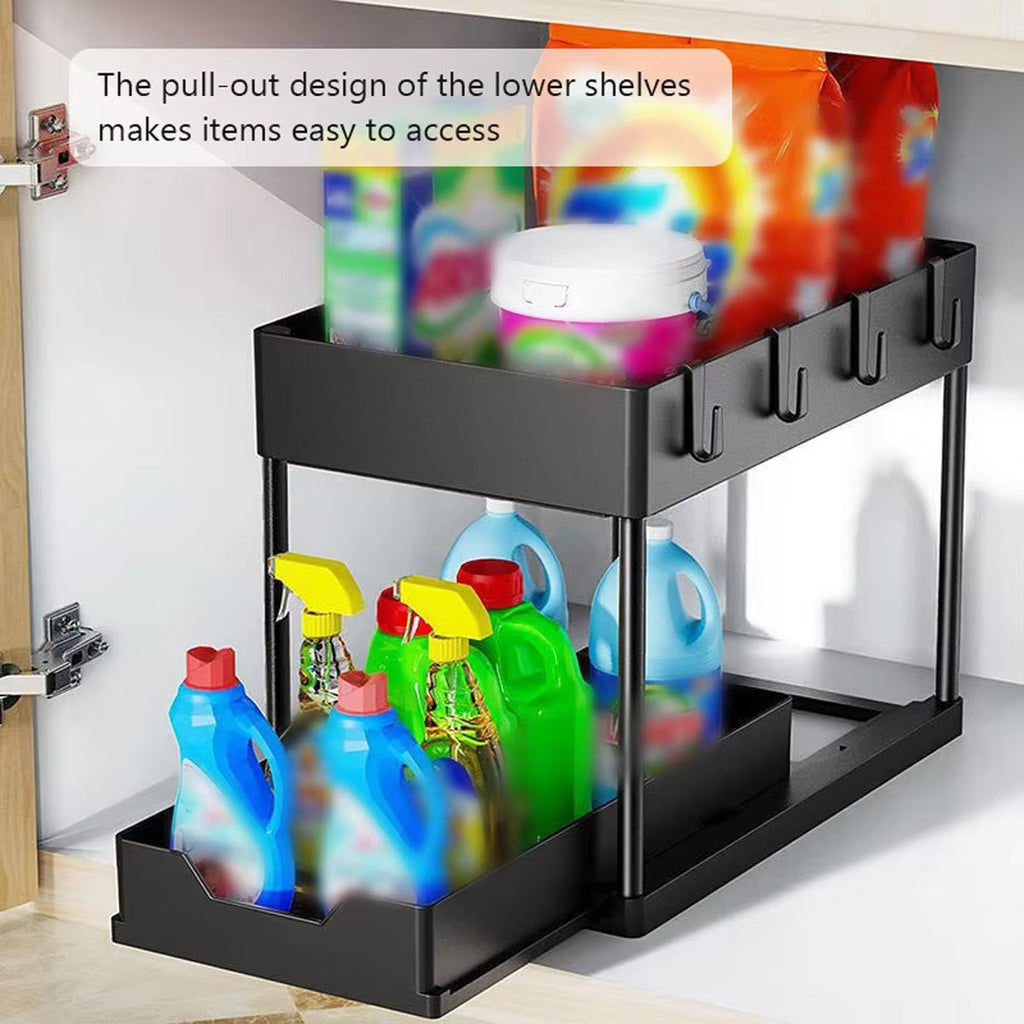 2 Tier Under Sink Pull Out Rack Two Colours | StorageOZ
