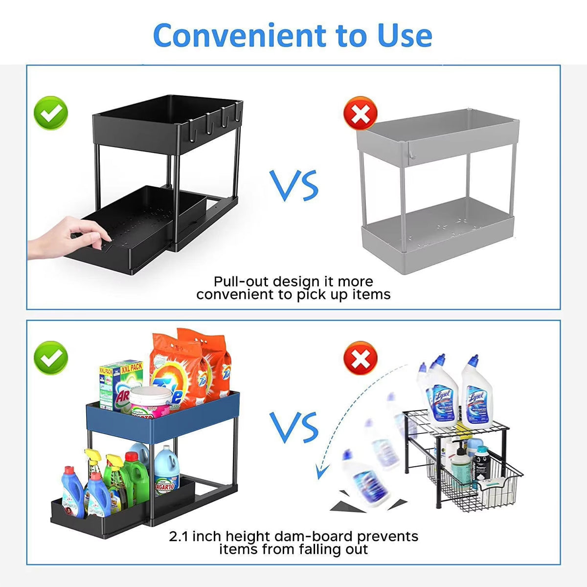 2 Tier Under Sink Pull Out Rack Two Colours | StorageOZ