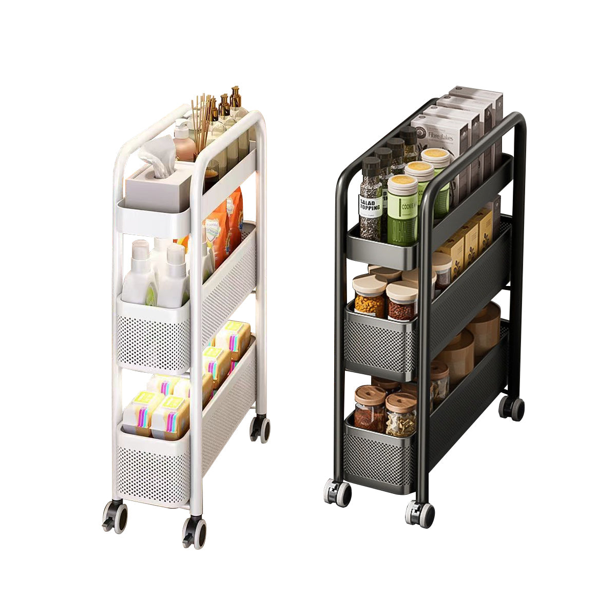 3 Tier Slim Pull Out Trolley Two Colours | StorageOZ