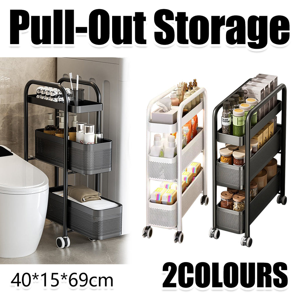 3 Tier Slim Pull Out Trolley Two Colours | StorageOZ