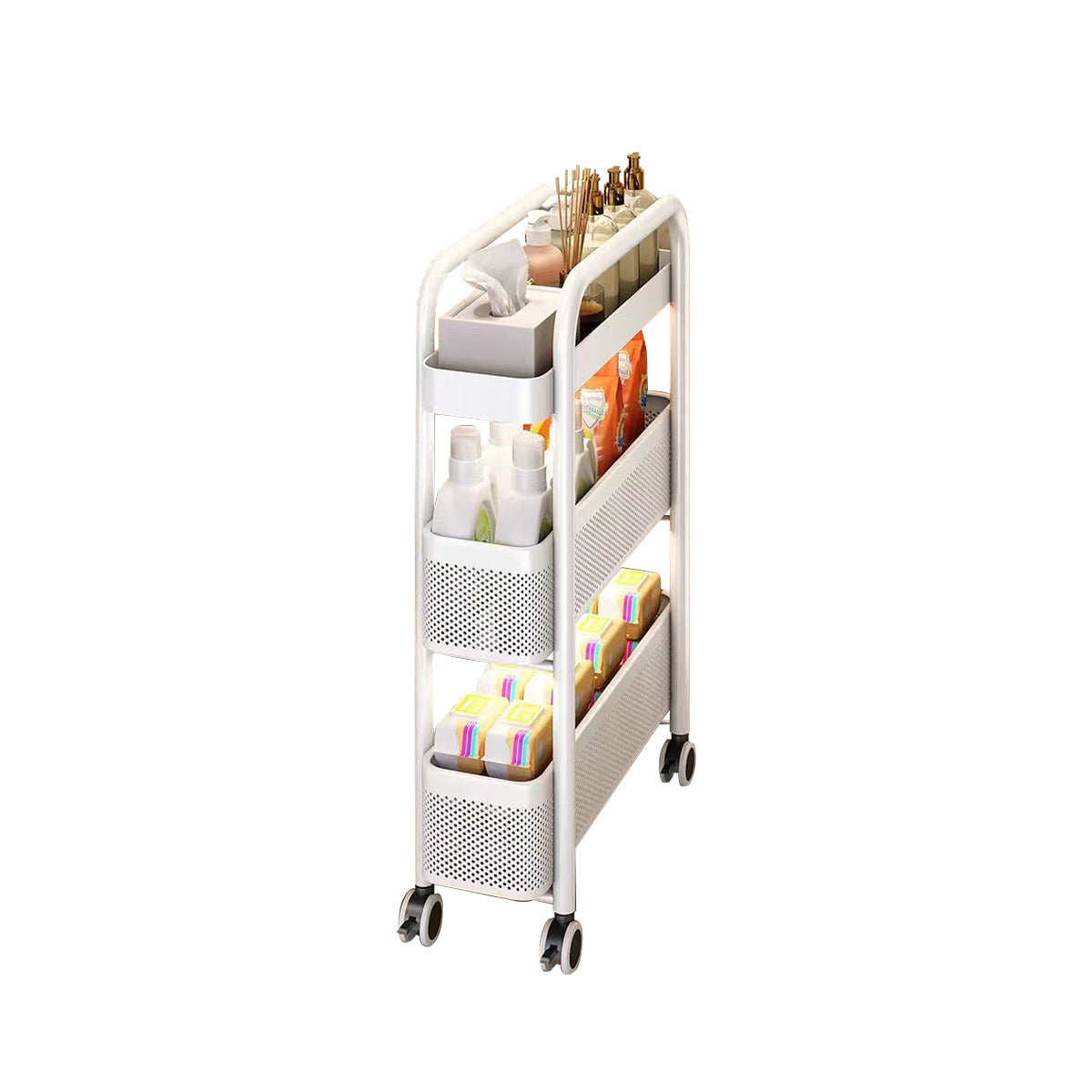 3 Tier Slim Pull Out Trolley Two Colours | StorageOZ