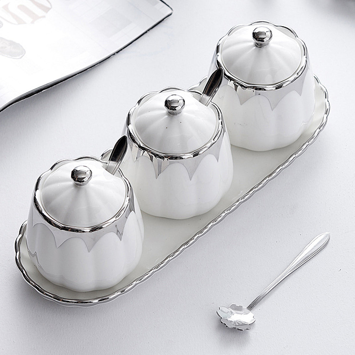 7 Pcs Spice Jars Two Tones Organiser Set | StorageOZ