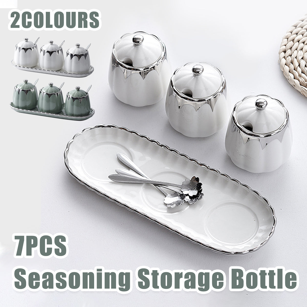 7 Pcs Spice Jars Two Tones Organiser Set | StorageOZ