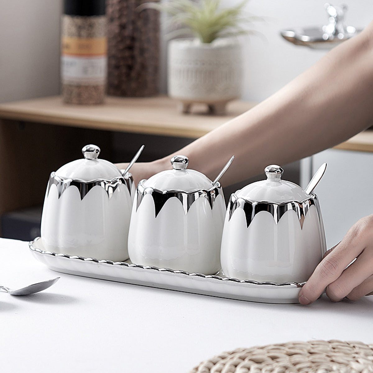 7 Pcs Spice Jars Two Tones Organiser Set | StorageOZ