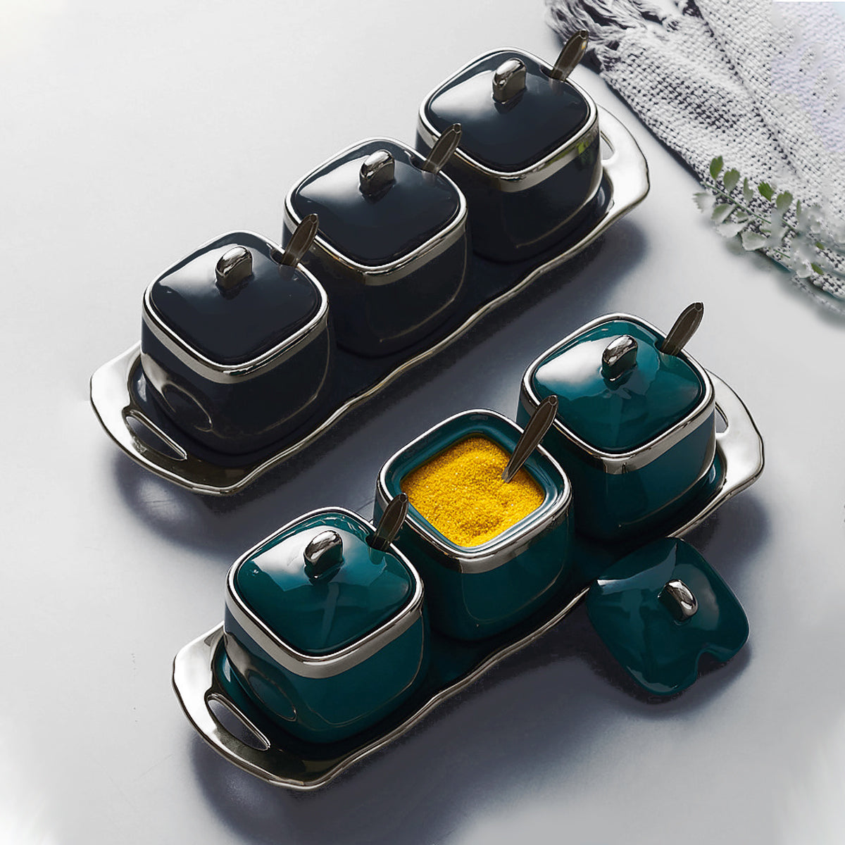 7 Pcs Spice Jars Two Colours Organiser Set | StorageOZ
