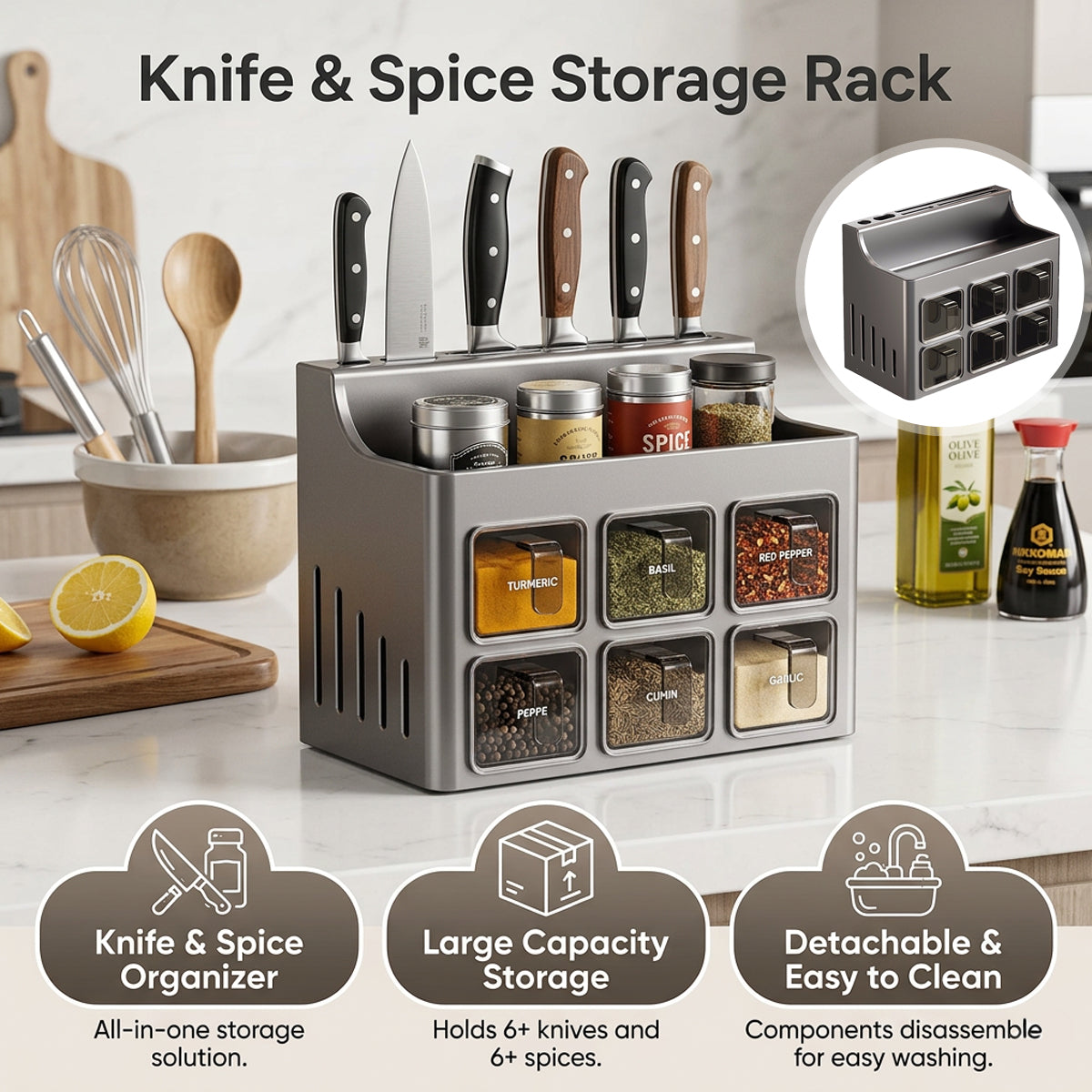 Kitchen Spice Rack Six Drawers Organiser | StorageOZ