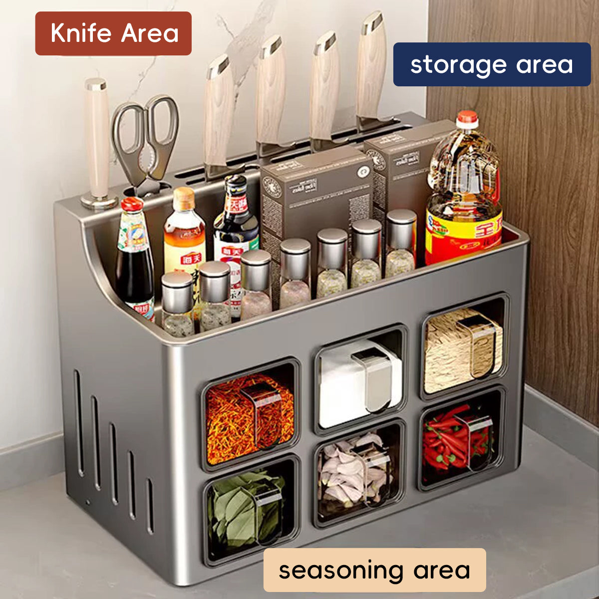 Kitchen Spice Rack Six Drawers Organiser | StorageOZ