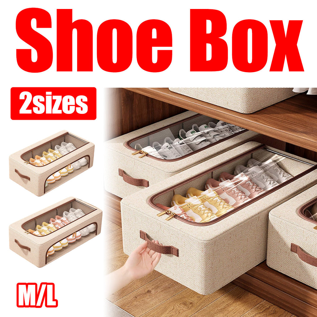 Foldable Linen Shoe Boxes Two Sizes Rack | StorageOZ