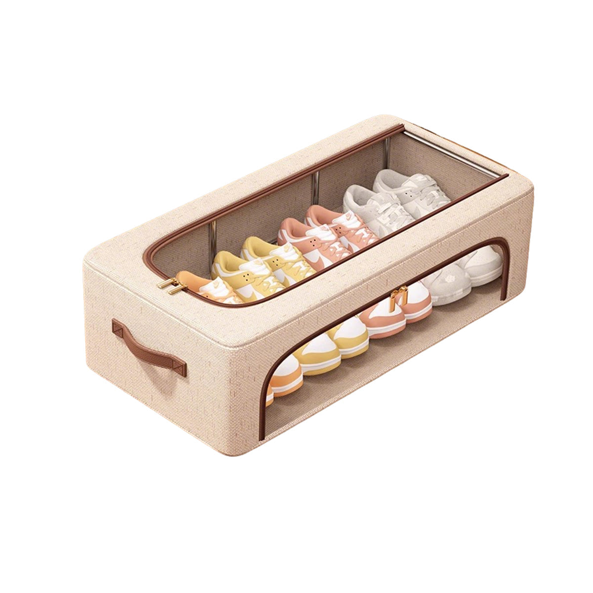 Foldable Linen Shoe Boxes Two Sizes Rack | StorageOZ