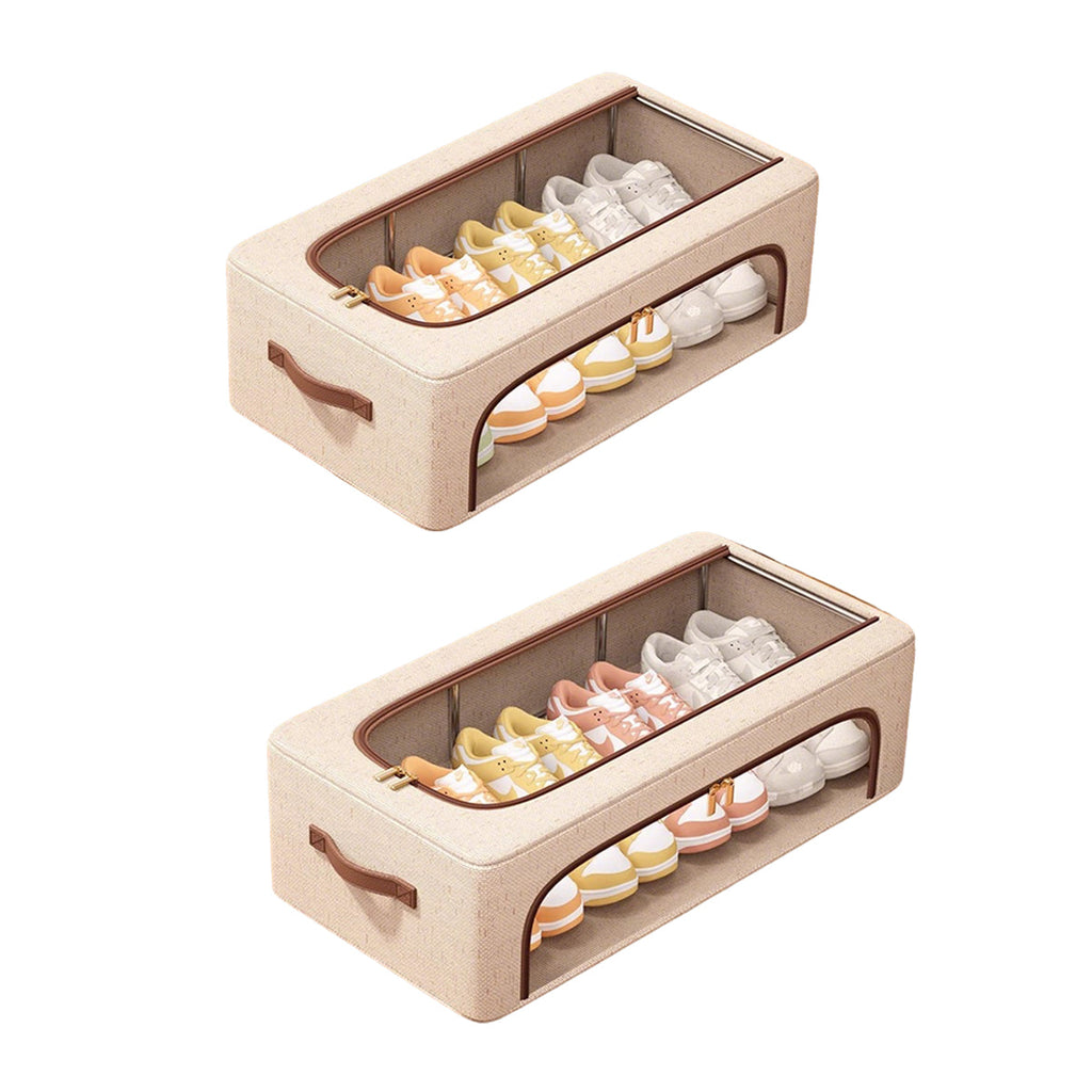 Foldable Linen Shoe Boxes Two Sizes Rack | StorageOZ