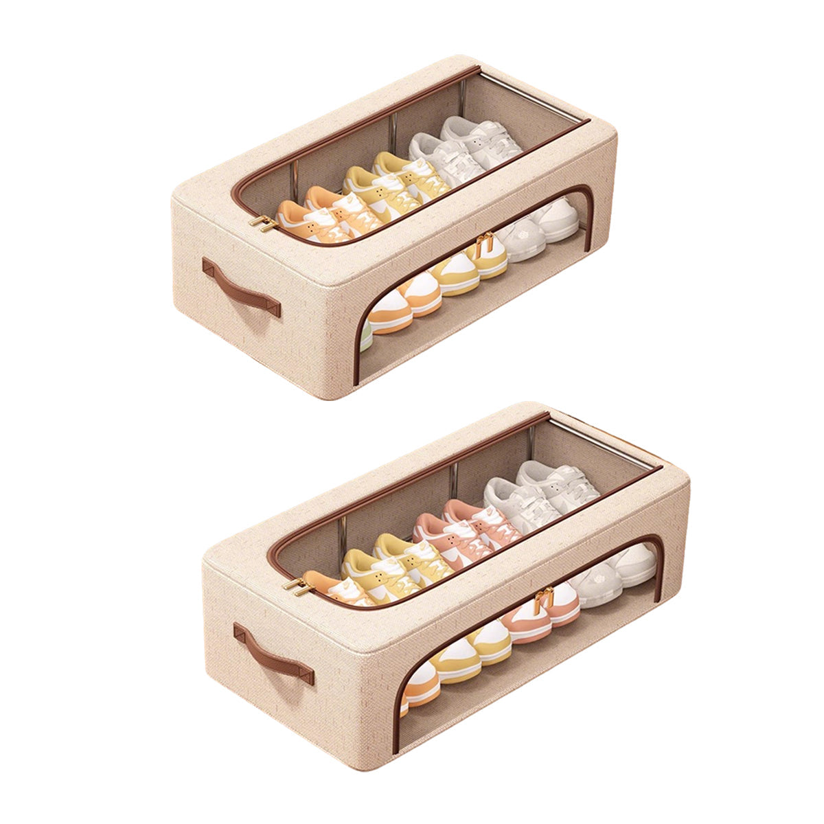 Foldable Linen Shoe Boxes Two Sizes Rack | StorageOZ